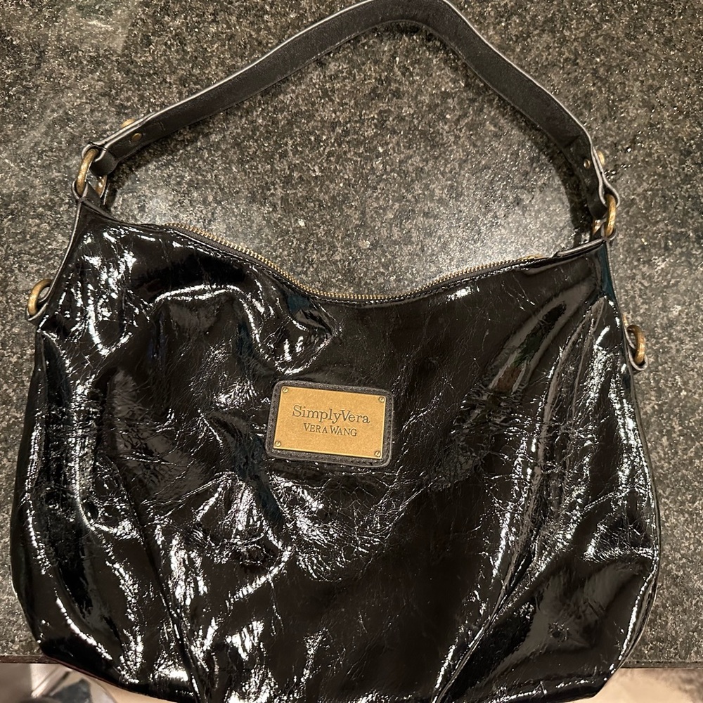 Simply Vera Vera Wang Glossy Black Shoulder Bag